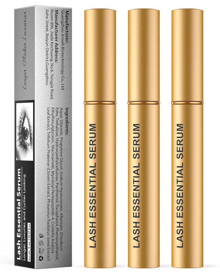 Natural Cosmetic Eyelash Serum for Longer, Thicker Lashes & Brows, Boost Lash Serum Vegan & Cruelty-Free - Niacinamide, Centella Asiatica Leaf Extract (15 Ml Gold)