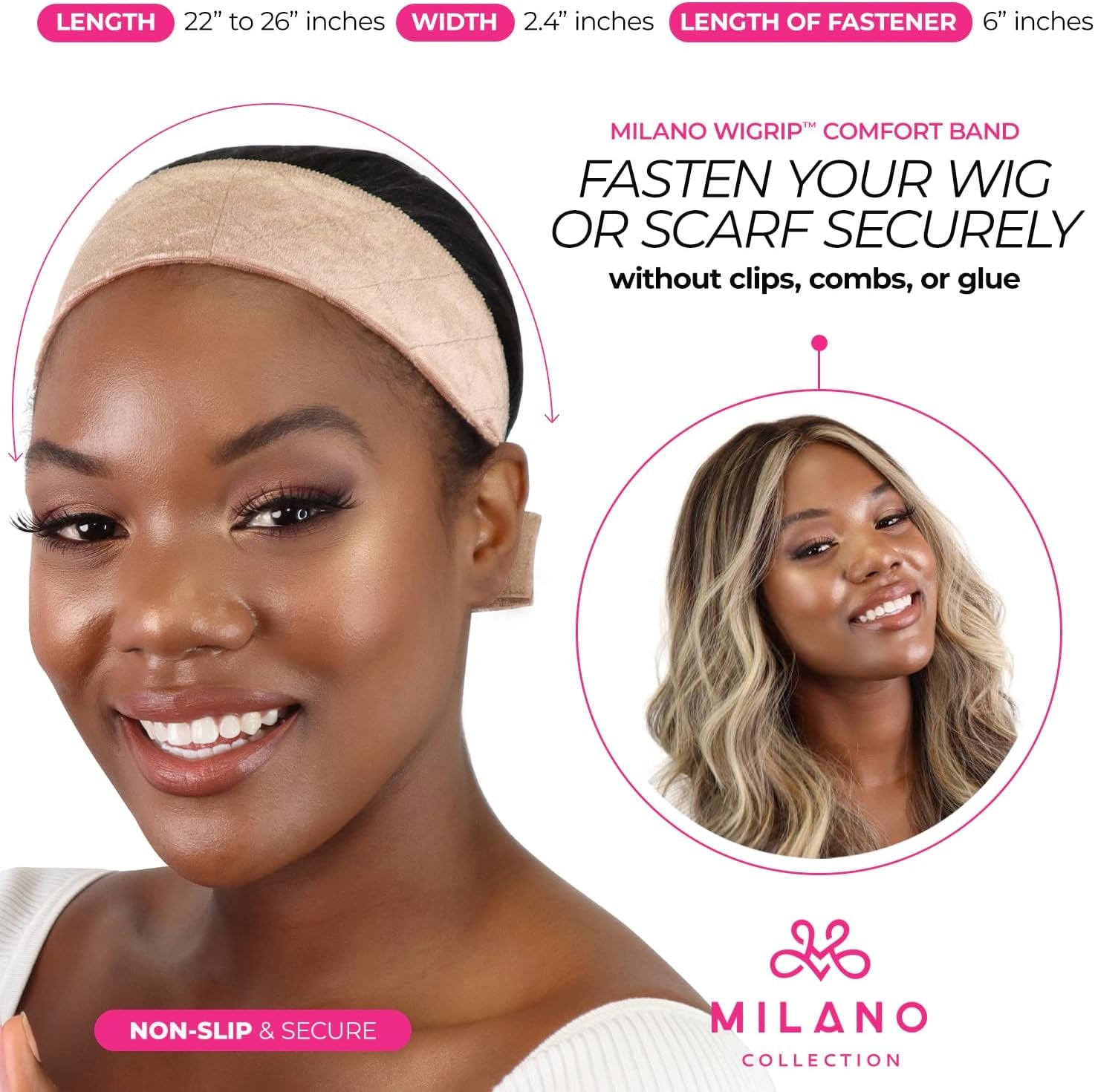 Bundle Wig Grip Band + Wig Stands, Non Slip Extra Hold Tan Wig Band for Wigs and Frontals + 4-Pack Wig Stands for Drying, Styling, or Displaying