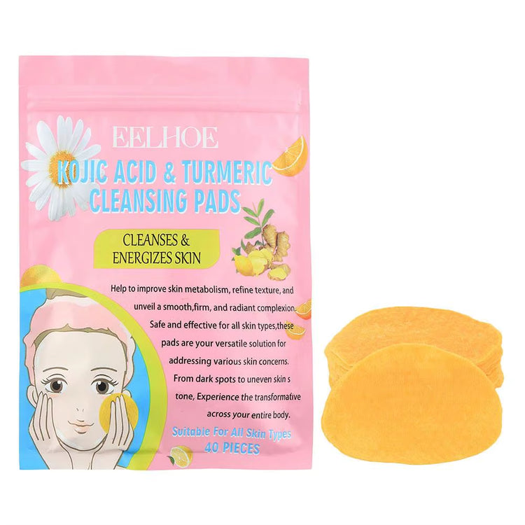 GlowClean™ Kojic Acid & Turmeric Exfoliating Pads – 40/50Pcs Daily Facial Cleansing & Skin Care