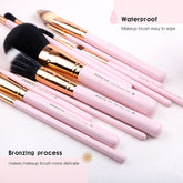 Makeup Brush Set 12Pcs Pink Synthetic Makeup Brushes Travel Set with Holder Makeup Brush Organizer Foundation Powder Contour Blush Eye Cosmetic Brush Sets in Case with Bonus Gift Makeup Sponge