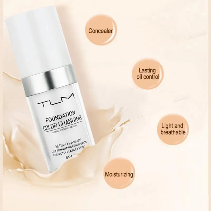 TLM Foundation Magic Color Changing Foundation Liquid Soft Matte Long Lasting Hydrating Makeup Base Maquiagem