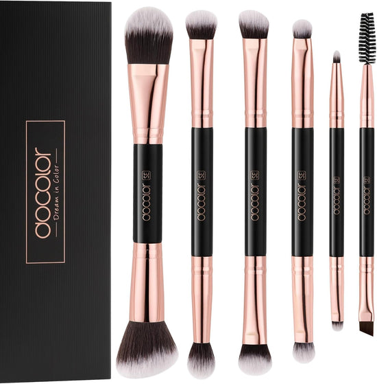 Makeup Brushes 6Pieces Double Sided Makeup Brushes Set Professional Foundation Eyeshadow Travel Make up Brushes Kits