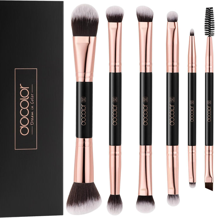 Makeup Brushes 6Pieces Double Sided Makeup Brushes Set Professional Foundation Eyeshadow Travel Make up Brushes Kits