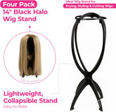 Bundle Wig Grip Band + Wig Stands, Non Slip Extra Hold Tan Wig Band for Wigs and Frontals + 4-Pack Wig Stands for Drying, Styling, or Displaying